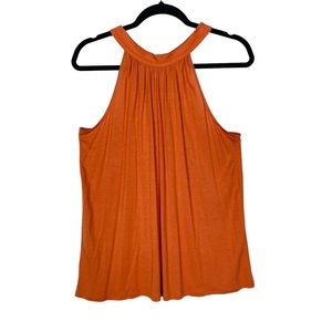 LOFT outlet orange high neck gathered full back halter style tank top woman's L